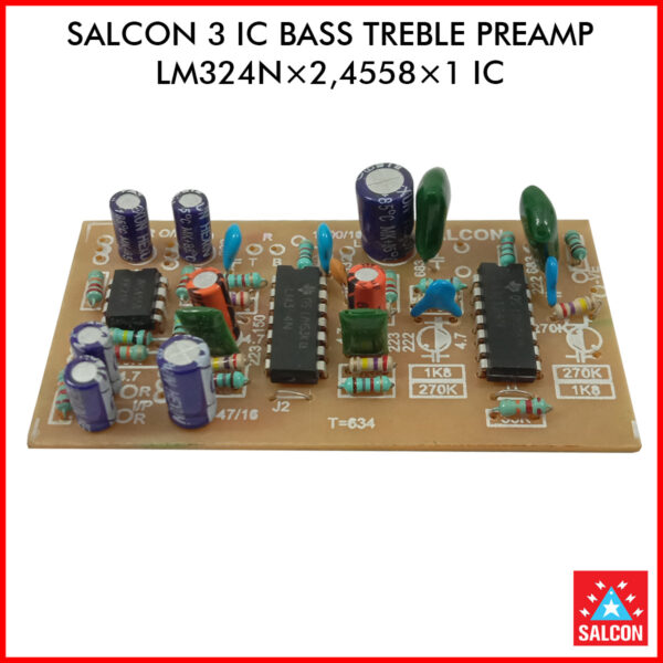 Salcon 3 IC Bass Treble Preamp 2xLM324N IC,1x4558 IC (220)