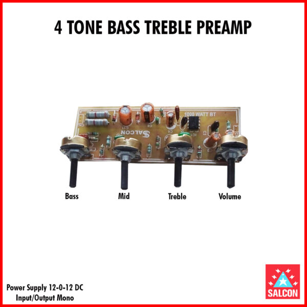 Salcon 4 Tone Bass Treble Pre-Amp New 1000 Watt (403)